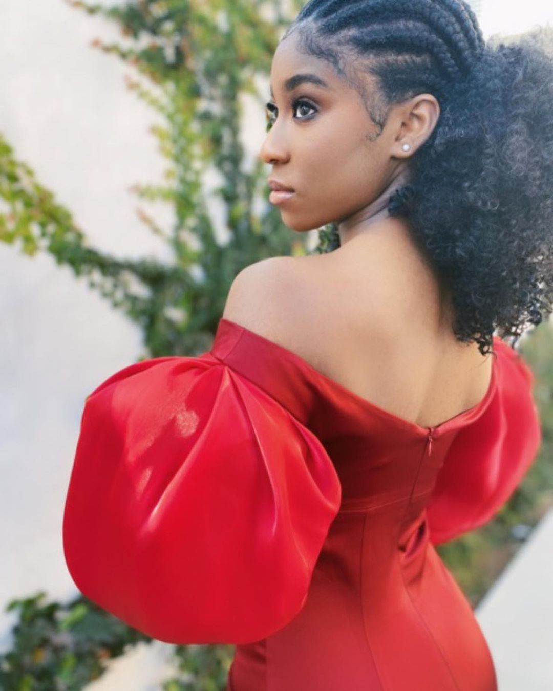 Actress Lyric Ross wears April & Alex